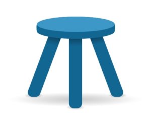 Illustration of a stool wtih three even legs