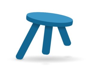 Illustration of a stool wtih three uneven legs falling over